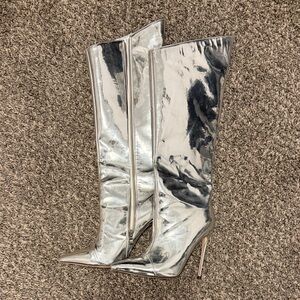 Elegant Silver Heeled Boots